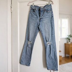 Levi's Light Blue Ripped Straight Leg Jeans
